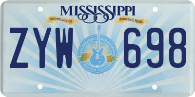 MS license plate ZYW698