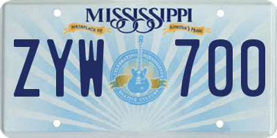 MS license plate ZYW700