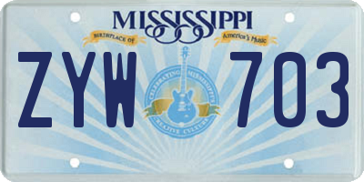 MS license plate ZYW703