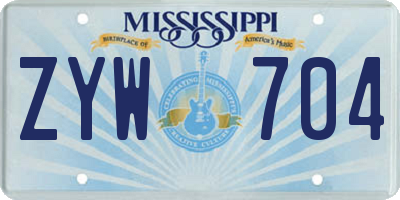 MS license plate ZYW704