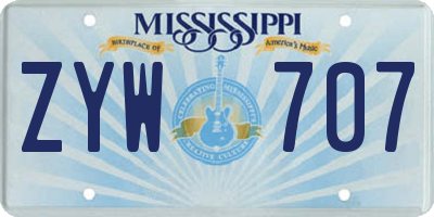 MS license plate ZYW707