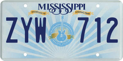 MS license plate ZYW712
