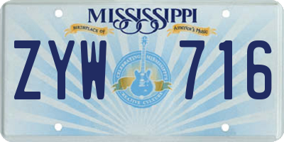 MS license plate ZYW716