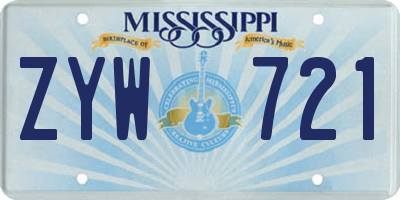 MS license plate ZYW721
