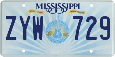 MS license plate ZYW729