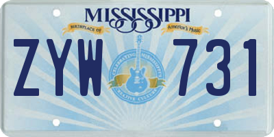 MS license plate ZYW731
