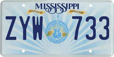 MS license plate ZYW733