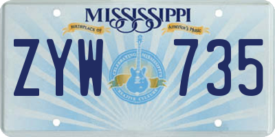 MS license plate ZYW735