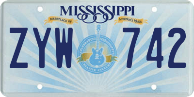 MS license plate ZYW742