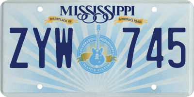 MS license plate ZYW745