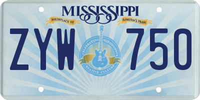 MS license plate ZYW750