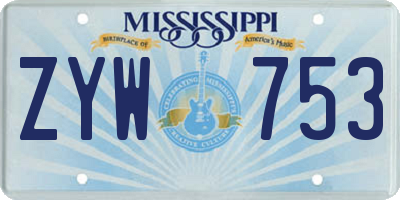 MS license plate ZYW753