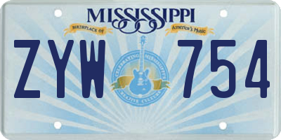 MS license plate ZYW754