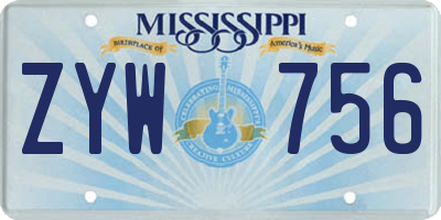 MS license plate ZYW756