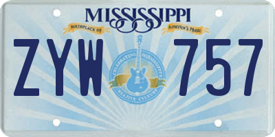 MS license plate ZYW757