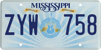 MS license plate ZYW758