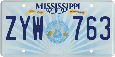 MS license plate ZYW763