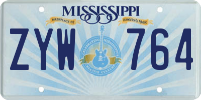 MS license plate ZYW764