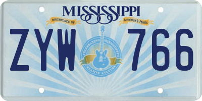 MS license plate ZYW766