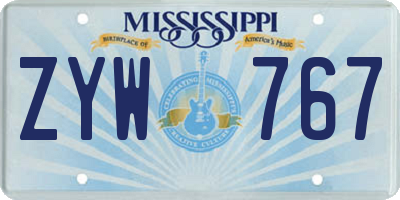 MS license plate ZYW767