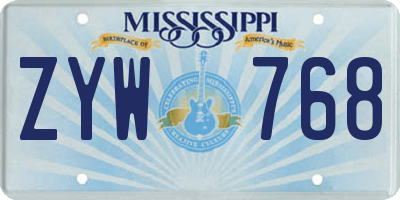 MS license plate ZYW768