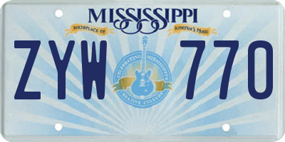 MS license plate ZYW770