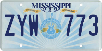 MS license plate ZYW773