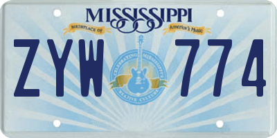 MS license plate ZYW774