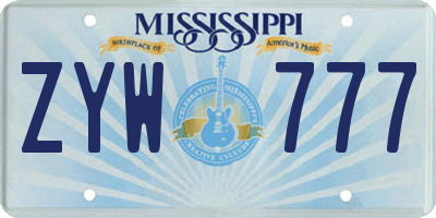 MS license plate ZYW777