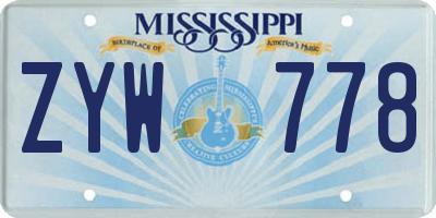 MS license plate ZYW778