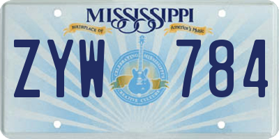 MS license plate ZYW784
