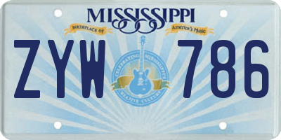 MS license plate ZYW786