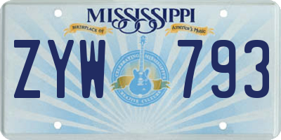 MS license plate ZYW793