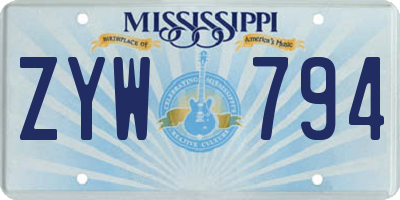 MS license plate ZYW794