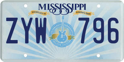 MS license plate ZYW796