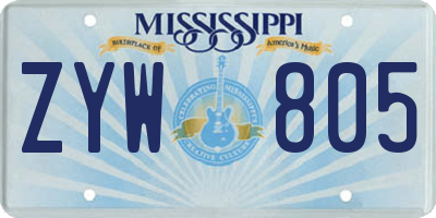 MS license plate ZYW805