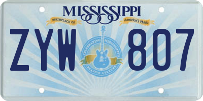 MS license plate ZYW807
