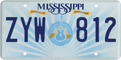MS license plate ZYW812