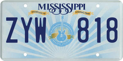MS license plate ZYW818