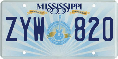 MS license plate ZYW820