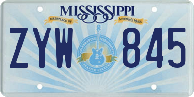 MS license plate ZYW845