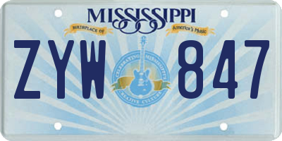 MS license plate ZYW847