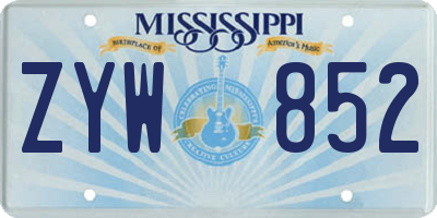 MS license plate ZYW852