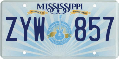 MS license plate ZYW857