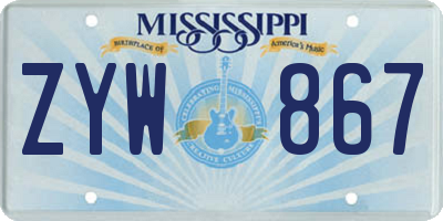 MS license plate ZYW867