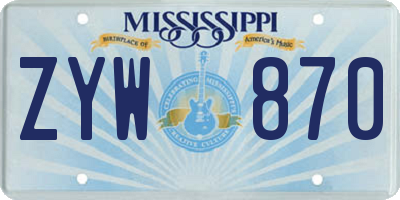 MS license plate ZYW870