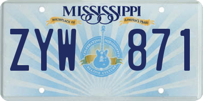 MS license plate ZYW871