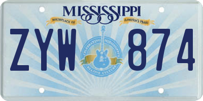 MS license plate ZYW874