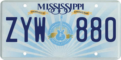 MS license plate ZYW880