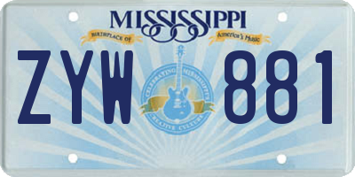 MS license plate ZYW881